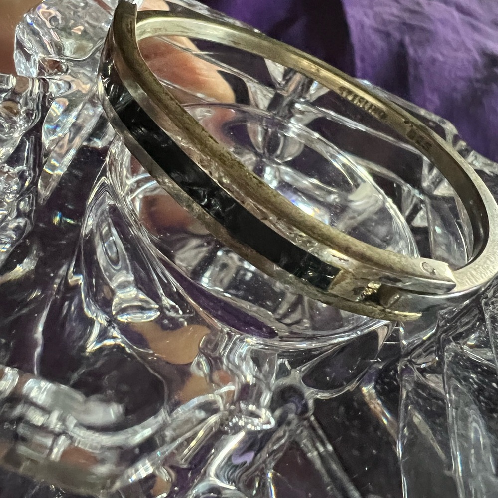 Vintage Onyx hinge bracelet sterling silver size 6in